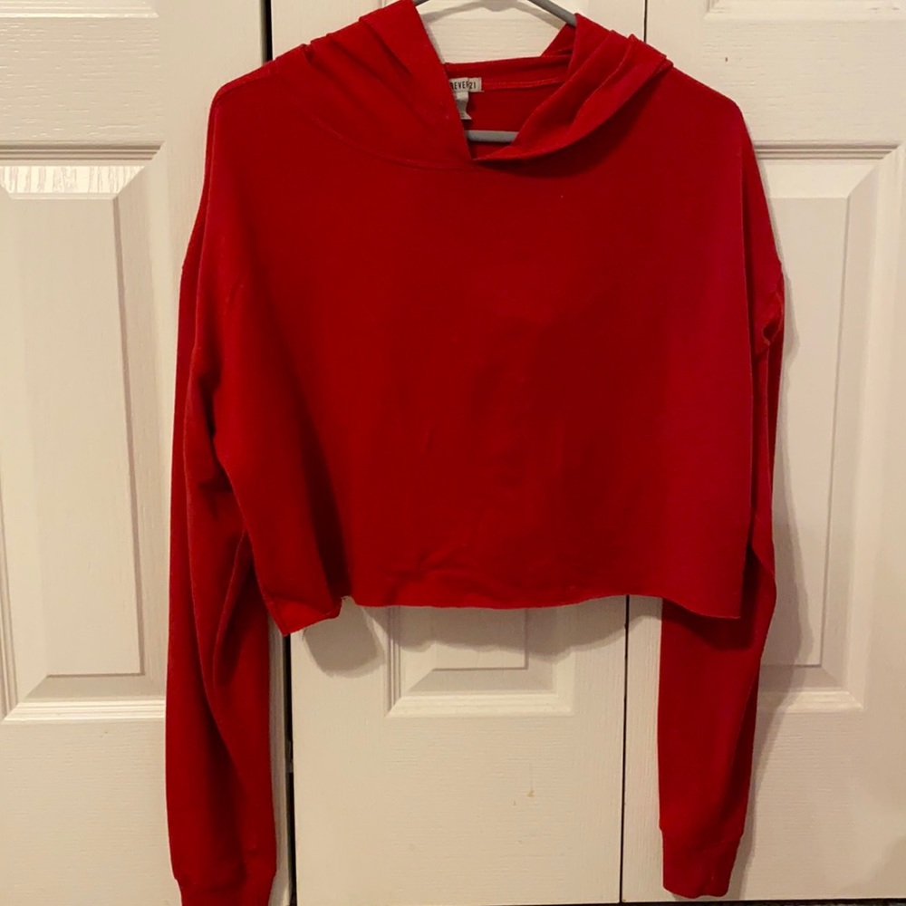 Forever 21 Red Cropped Hoodie